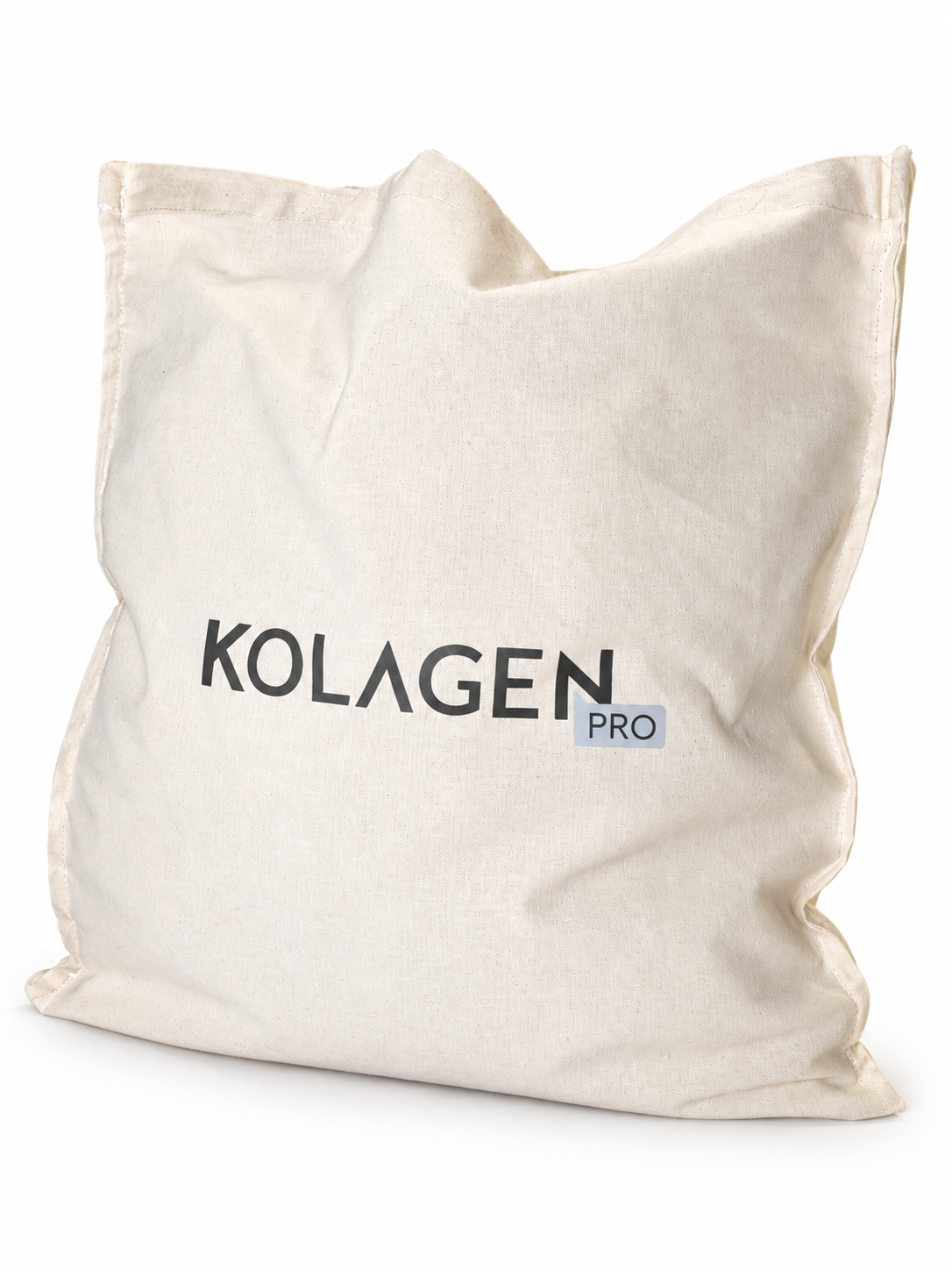 Torba materiałowa Kolagen Pro ecru, logo z bliska