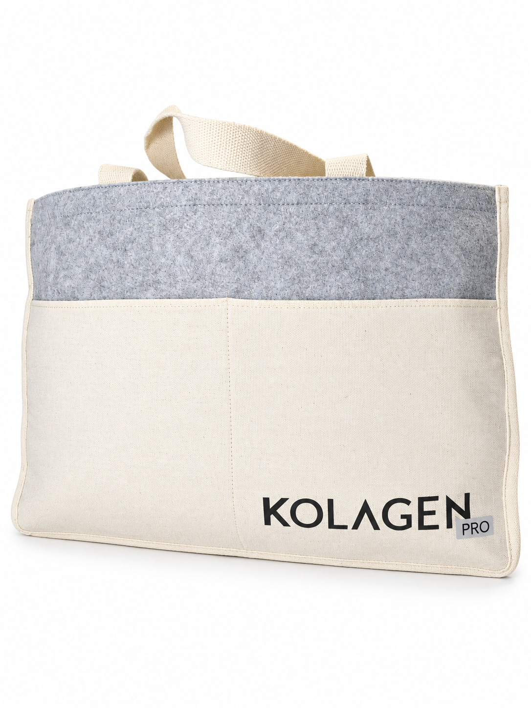 Torba plażowa Kolagen Pro szaro-beżowa, przód