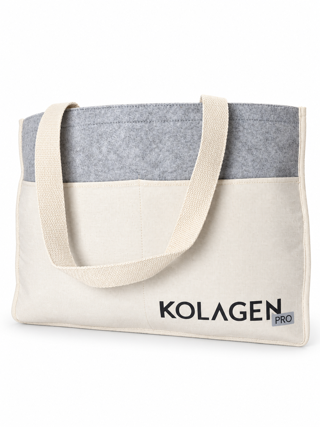Torba plażowa Kolagen Pro szaro-beżowa z uchwytami