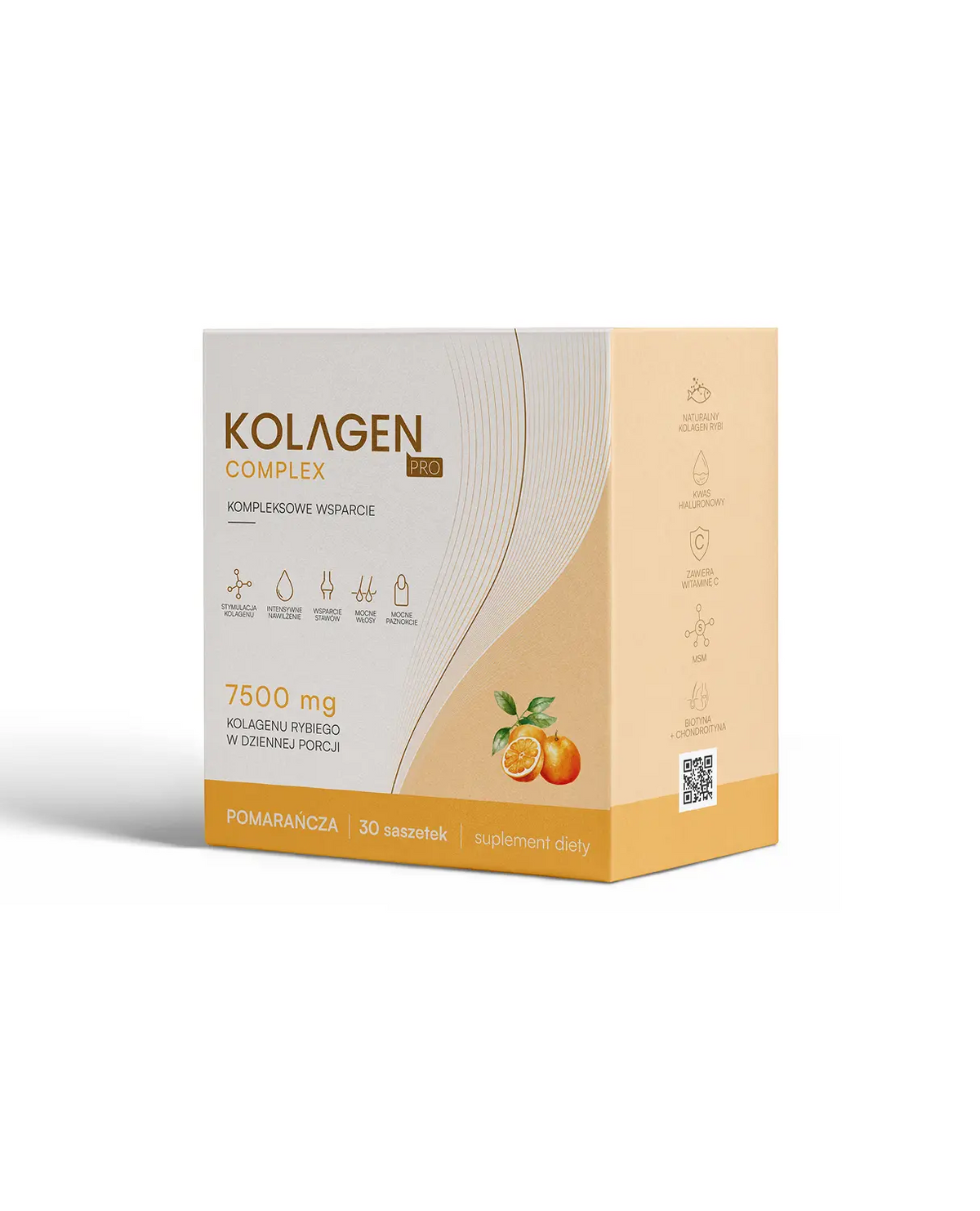 Kolagen Pro Naturalny 7500 mg, smak pomarańczowy – 30 saszetek – packshot