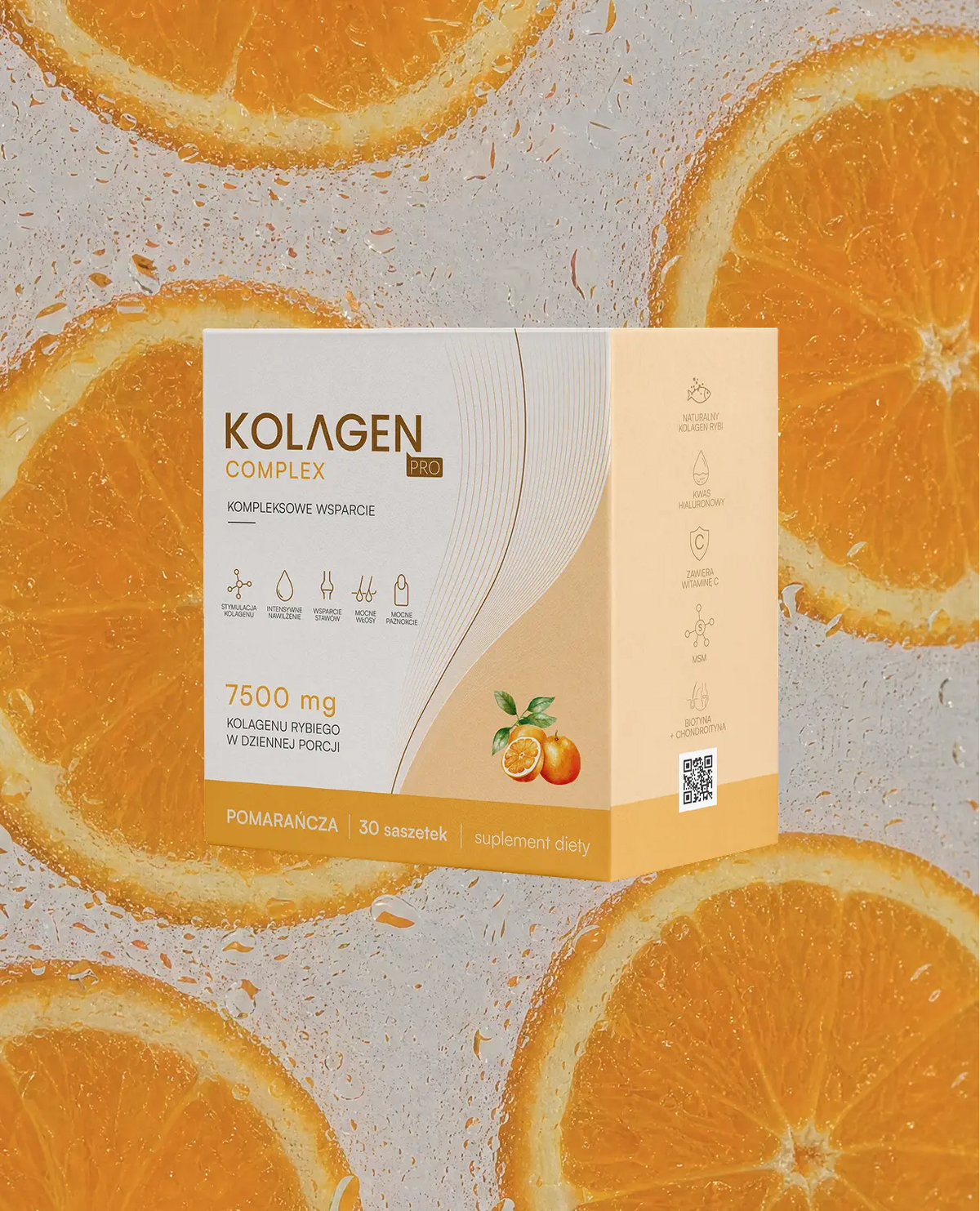 Kolagen Pro Naturalny 7500 mg, smak pomarańczowy – 30 saszetek – zdjęcie 2