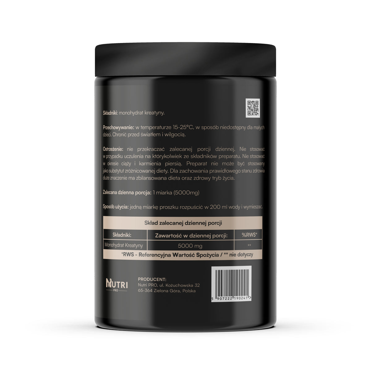Kreatyna PRO monohydrat 500 g – 100 porcji