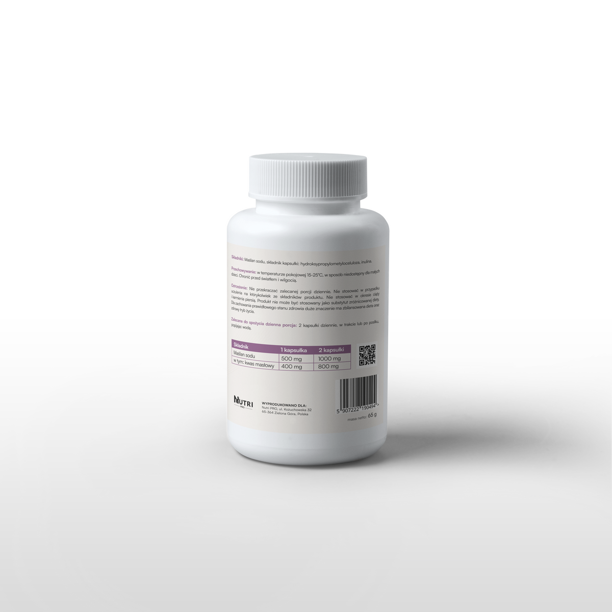 Maślan sodu PRO 1000 mg – 100 kapsułek wege